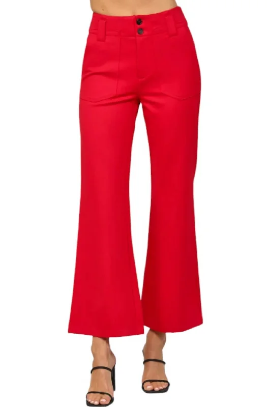 women’s cozy wool coats-Flare Pants In Red