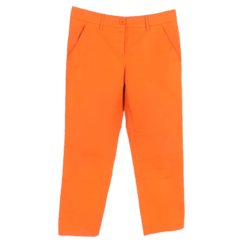 women’s trendy knit tops-Etro Straight Leg Trousers in Orange Cotton