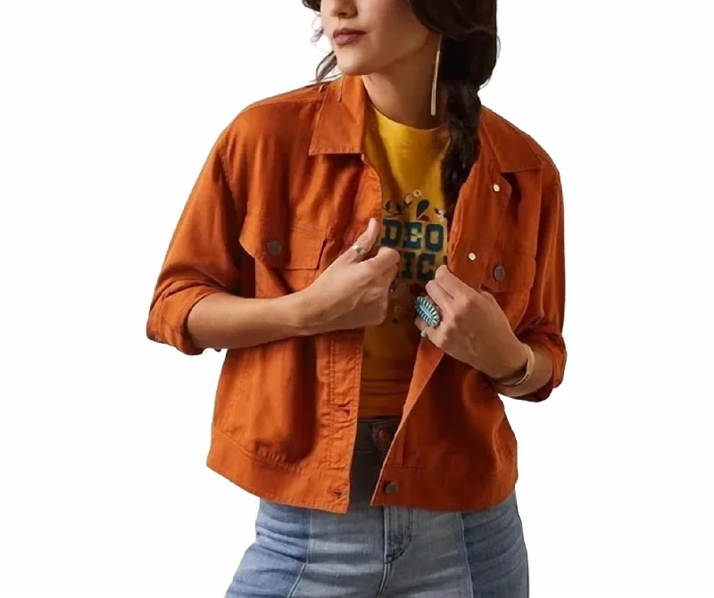 women’s cozy fall outfits-Cactus Trucker Jacket In Autumnal