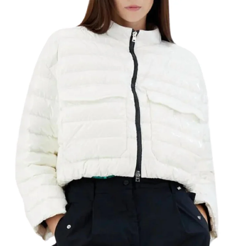 women’s trendy casual tops-Bomber Jacket In Glossy White