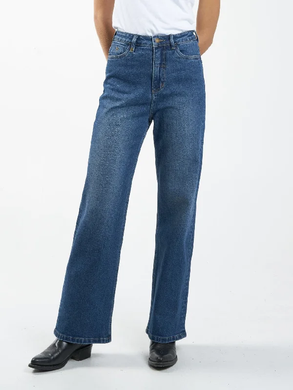 women’s comfy knit pants-Cherry Jean - Roadhouse Blue