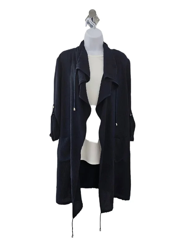 women’s stylish office shoes-Gauze Boxy Jacket In Midnight Blue