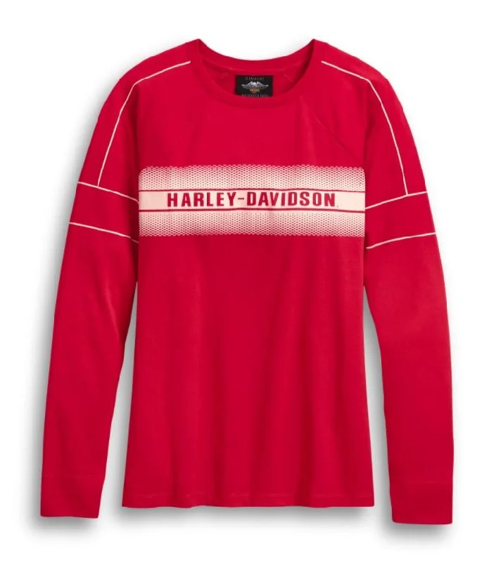 women’s trendy sweater tops-Harley-Davidson® Women's Accent Stripe Long Sleeve Tee - 96414-20VW