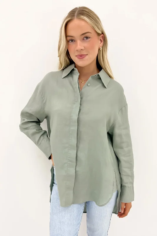 women’s chic wool skirts-Sorrento Shirt Sage Green