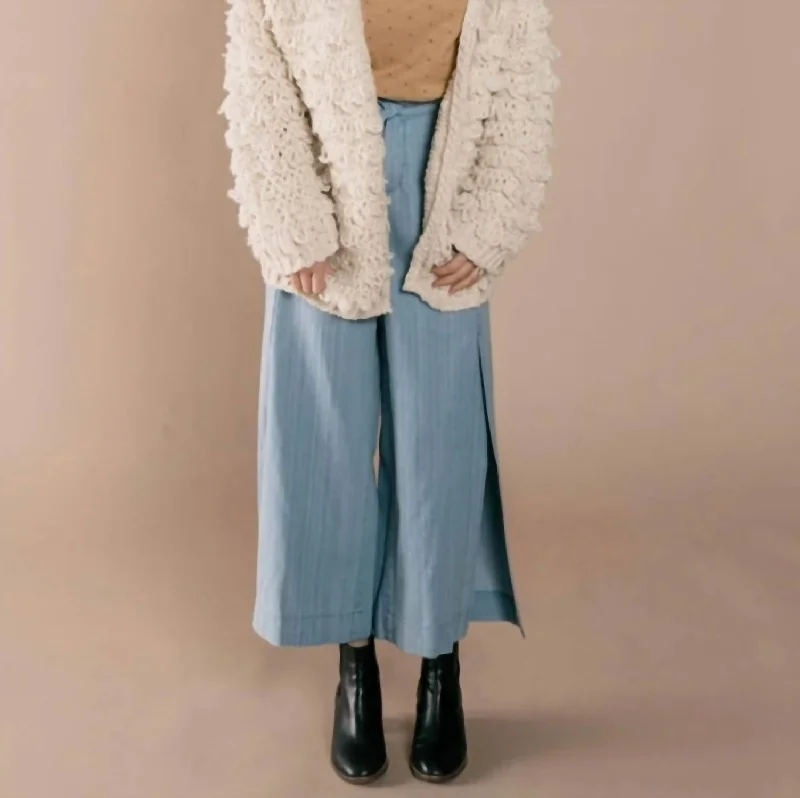 women’s casual knit tops-Wide Leg Pant In Dusty Blue