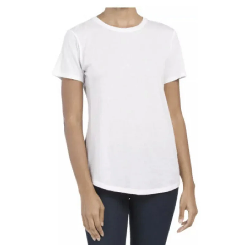 women’s trendy velvet tops-Vince Women's  Essential Crew Neck Solid White Cotton Short Sleeve T-Shirt