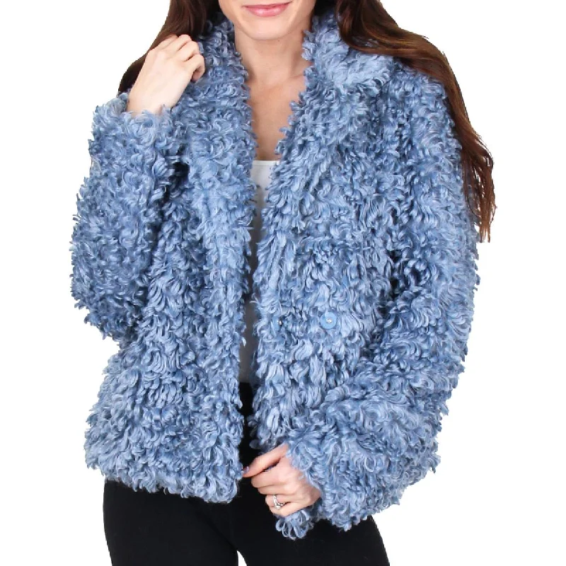 women’s trendy casual skirts-Tahari Pepper Curly Women's Faux Fur Cozy Winter Teddy Coat