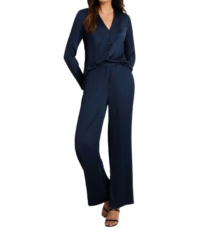 women’s casual fall tops-Crinkle Wide Leg Pant In Dark Indigo