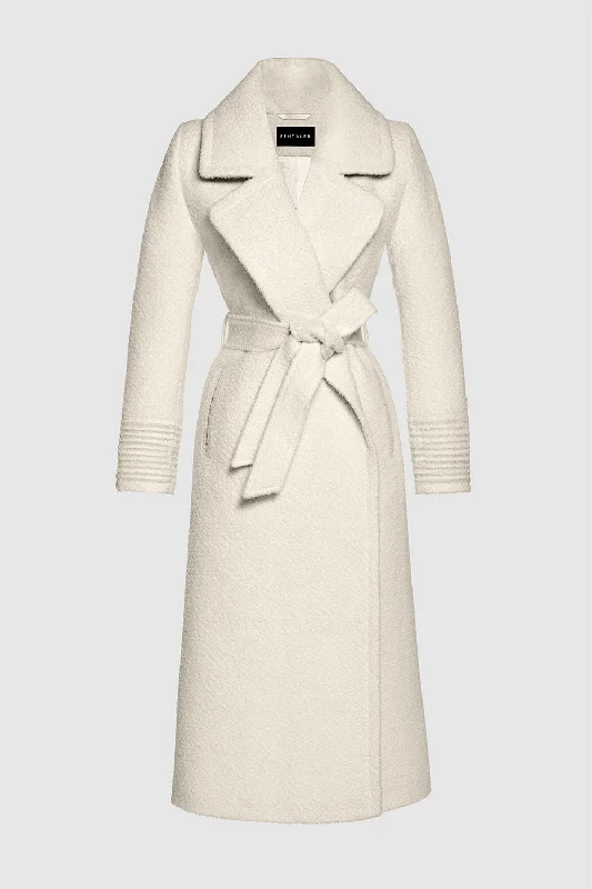 women’s cozy wool coats-Bouclé Alpaca Long Notched Collar Wrap Coat