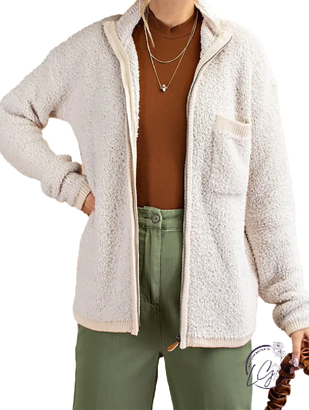 women’s comfy casual skirts-Setting The Mood Sherpa Zip-Up Jacket