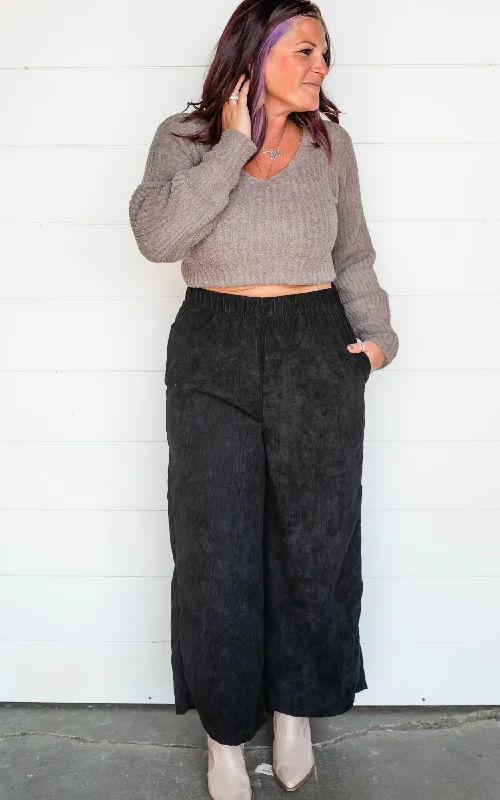 women’s elegant maxi skirts-Wide Leg Corduroy Pants - Final Sale