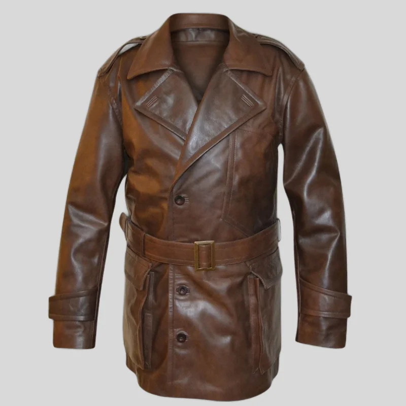 women’s cozy activewear pants-World War 1 Regulation U.S. Army Air Service Flying Pilot Brown Leather Trench Coat Men's