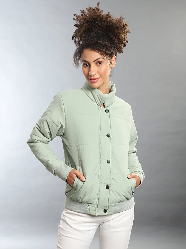 women’s cozy knit sweaters for winter-Campus Sutra Women Solid Windcheater Bomber Jacket