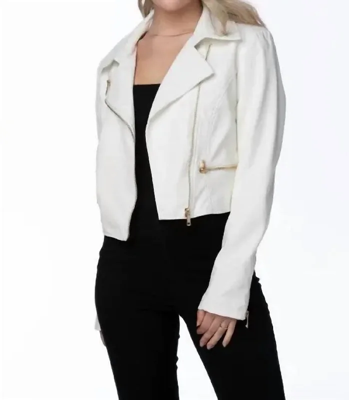 women’s trendy holiday dresses-Fresh Fit Vegan Leather Jacket In White