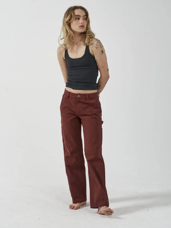 women’s trendy evening fashion-Dell Stripe Low Carpenter Pant - Port