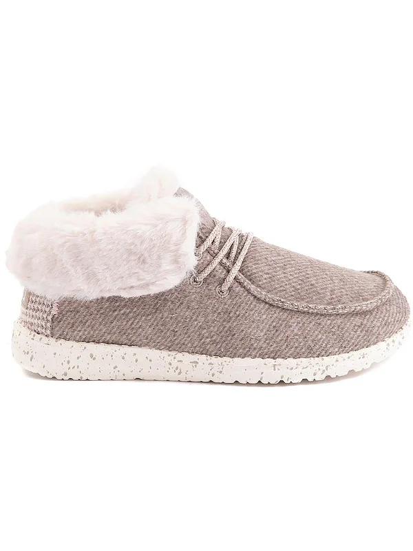 Britt Womens Canvas Faux Fur Booties