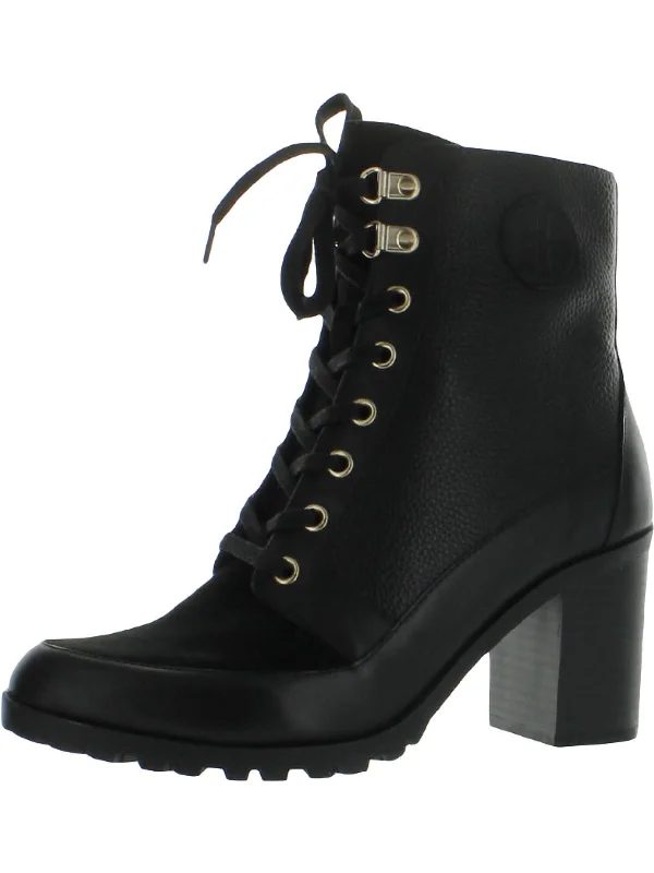 women shoes with elegant pointed toes-Keeryn L Womens Leather Ankle Combat & Lace-up Boots