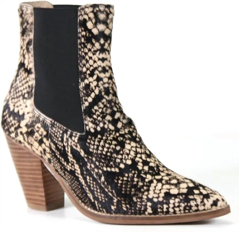 women shoes for formal office meetings-Womens Sound Off Snake Chelsea Boots In Beige/black