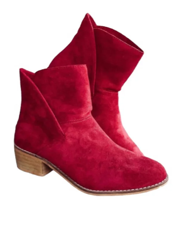 women shoes with soft suede finishes-Women's Spill The Tea Boot In Red