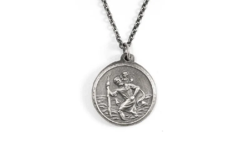 beautiful diamond engagement necklaces -#065 - Necklace St. Christopher - round large