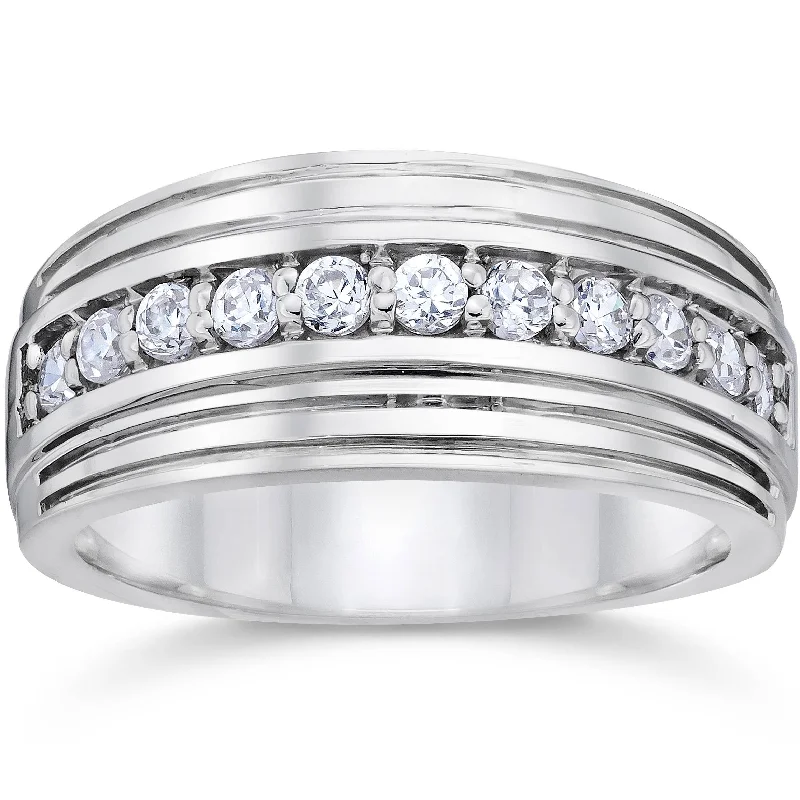 custom gold jewelry for weddings -1/2Ct Diamond Men's Wedding Ring White, Yellow, Rose Gold or Platinum Lab Grown