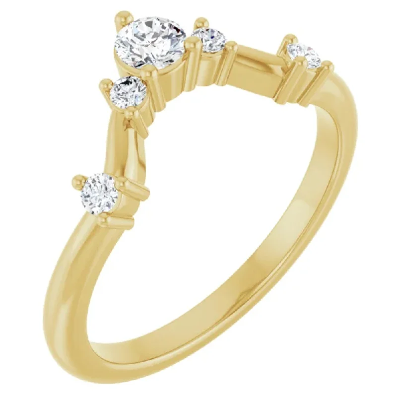 stunning custom gold jewelry for weddings -1/2Ct Diamond V Shape Contour Wedding Guard Ring Lab Grown 14k Gold