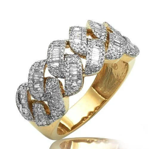 personalized wedding jewelry for bridesmaids -10KY 1.00CTW BAGUETTE DIAMOND MIAMI CUBAN MENS