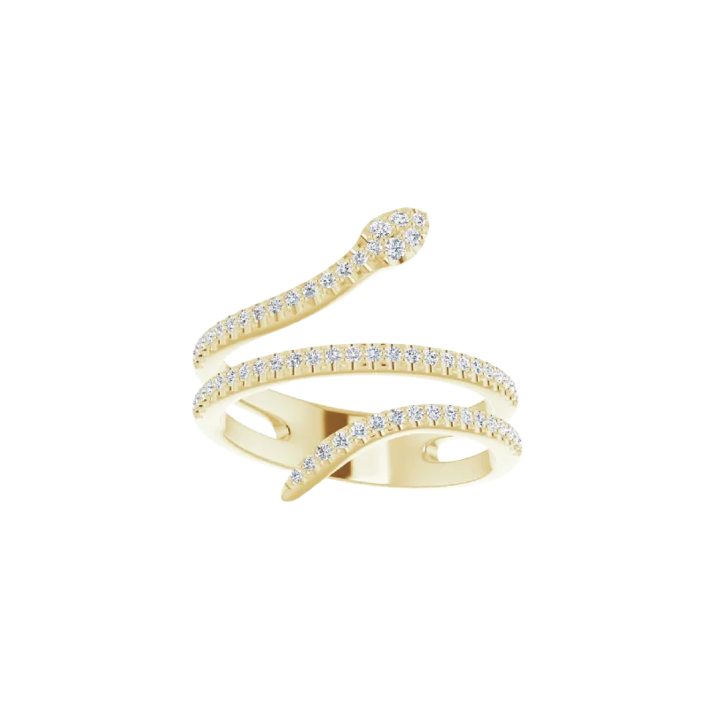 timeless gemstone wedding rings for brides -14K Solid Gold 1/3 CTW Diamond Snake Ring