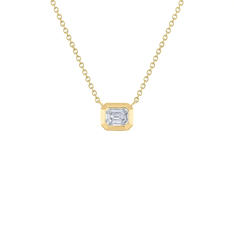 elegant gemstone jewelry for weddings -14KT GOLD DIAMOND HEXAGON NECKLACE