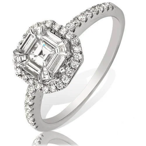 romantic gold engagement rings for women -14KW 0.75CTW BAGUETTE DIAMOND SQUARE HEAD RING