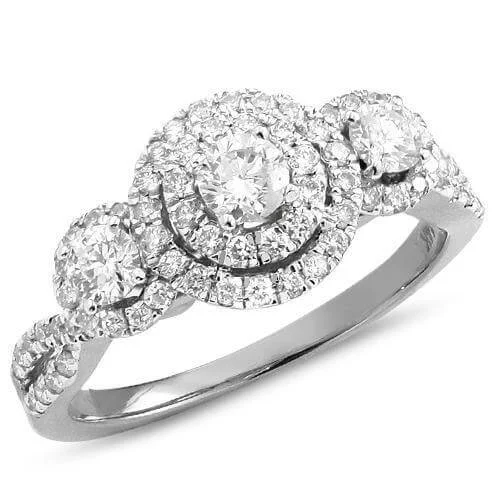 custom wedding earrings with diamonds -14KW 1.00CTW DIAMOND 3-STONE RING