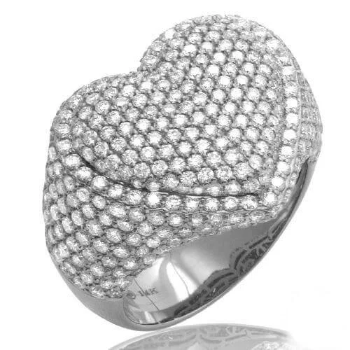 exclusive wedding jewelry with diamonds -3.00CTW DIAMOND BUBBLE HEART RING