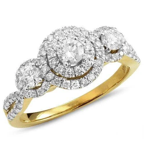 exclusive bridal jewelry sets with gemstones -14KY1.00CTW DIAMOND 3-STONE RING