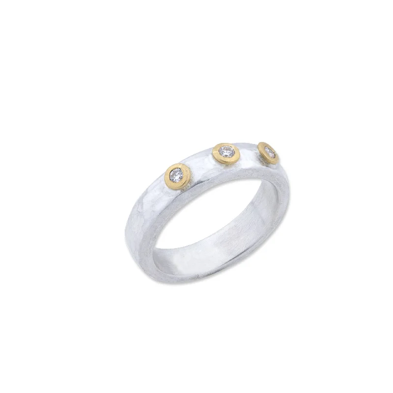 beautiful diamond engagement necklaces -24K Gold & Sterling Silver "Stockholm" Ring, With 3 Diamonds