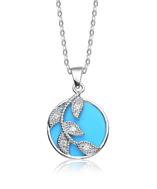 luxury bridal sets with diamonds -Provence SIlver Leaf Turquoise Necklace