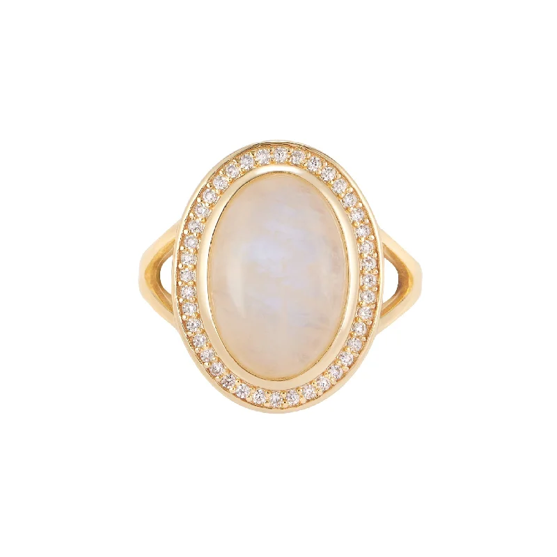 timeless pearl wedding jewelry -Adornia Moonstone Halo Ring 14k gold vermeil