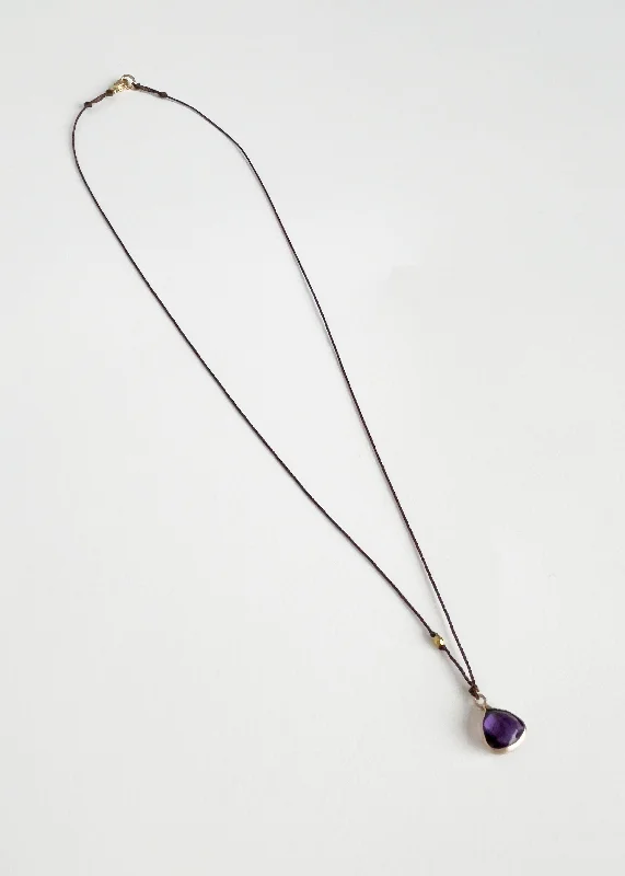 romantic diamond necklaces for engagements -Amethyst 14k Bead Necklace