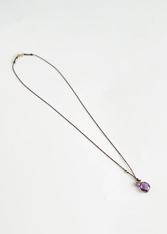 beautiful gemstone jewelry for brides -Amethyst, Sapphire & 18k Bead Necklace