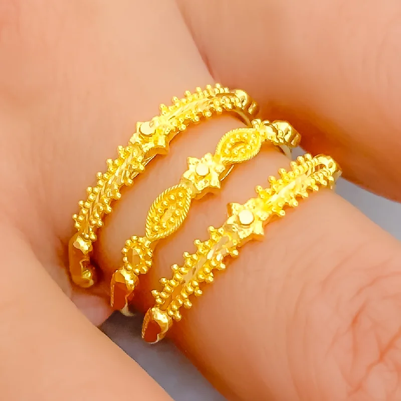 custom bridal jewelry for women -Attractive Detailed 22K Gold Spiral Ring