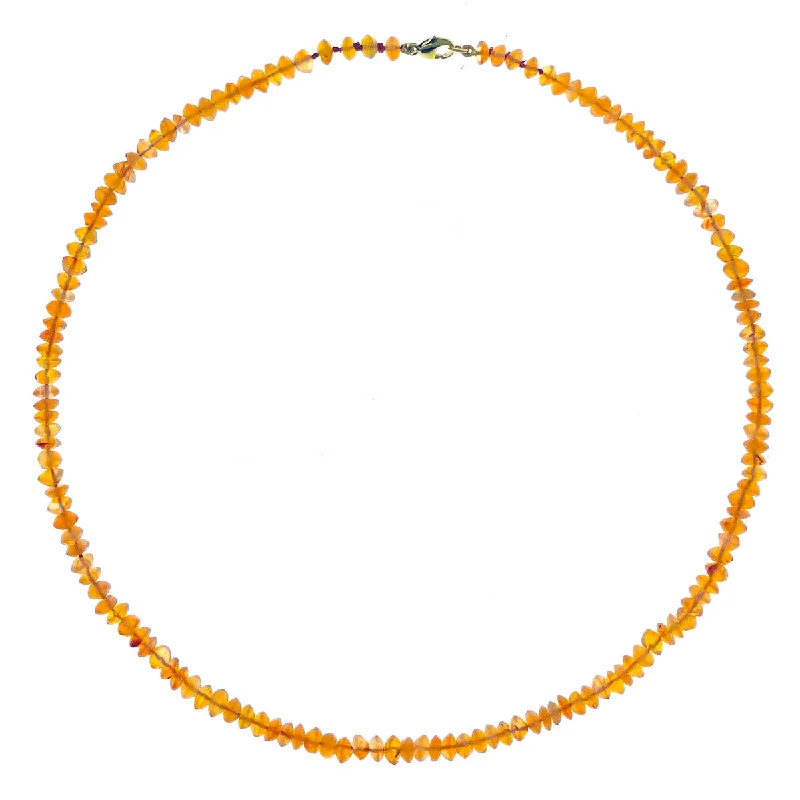 custom gold jewelry for weddings -Beaded Mini Carnelian Necklace - Light Color