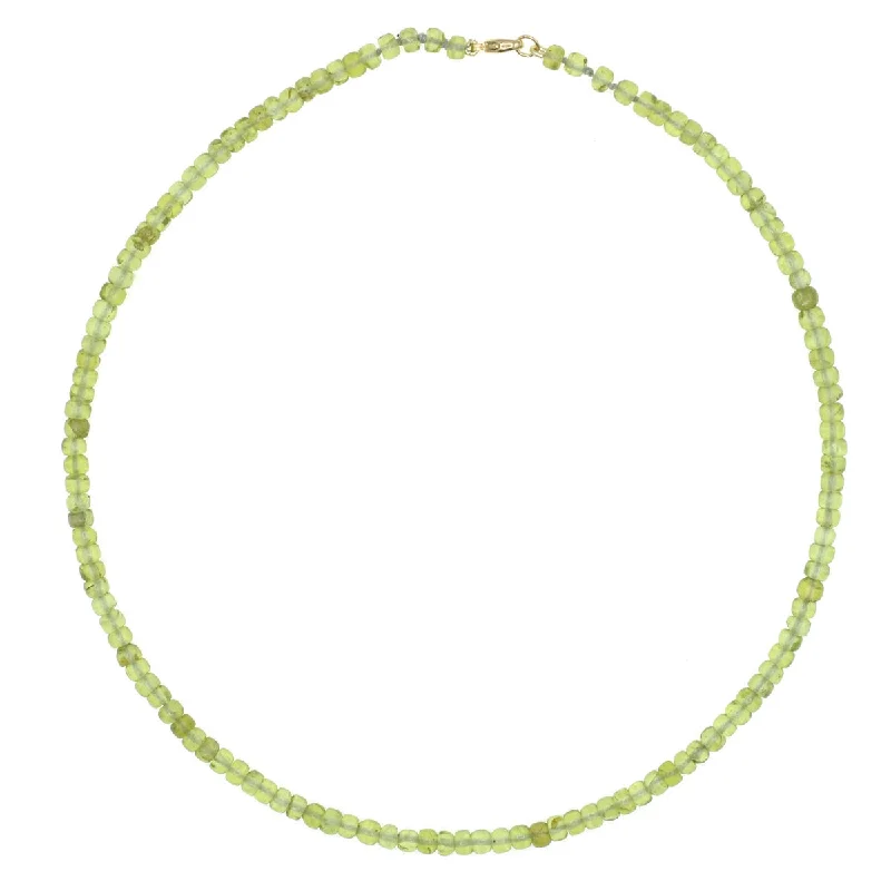 fashionable gemstone necklaces for engagement -Beaded Mini Peridot Necklace