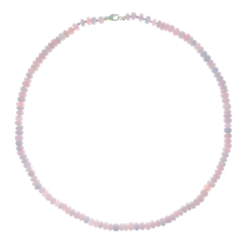 personalized diamond necklaces for brides -Beaded Mini Pink Opal Necklace