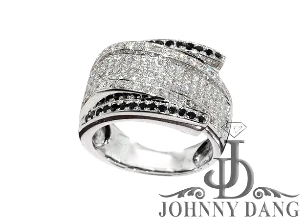 romantic diamond necklaces for engagements -Custom White and Black Diamond Micro Pave Ring