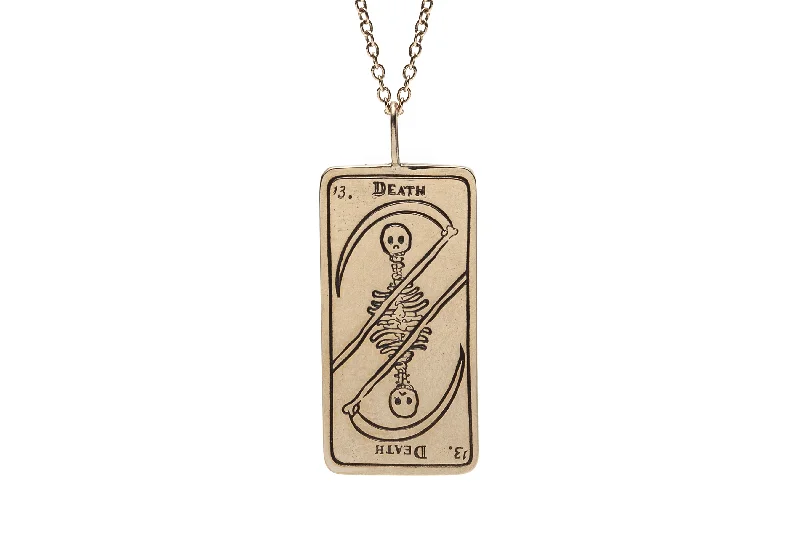 timeless gold engagement rings with diamonds -Death Tarot Card Necklace