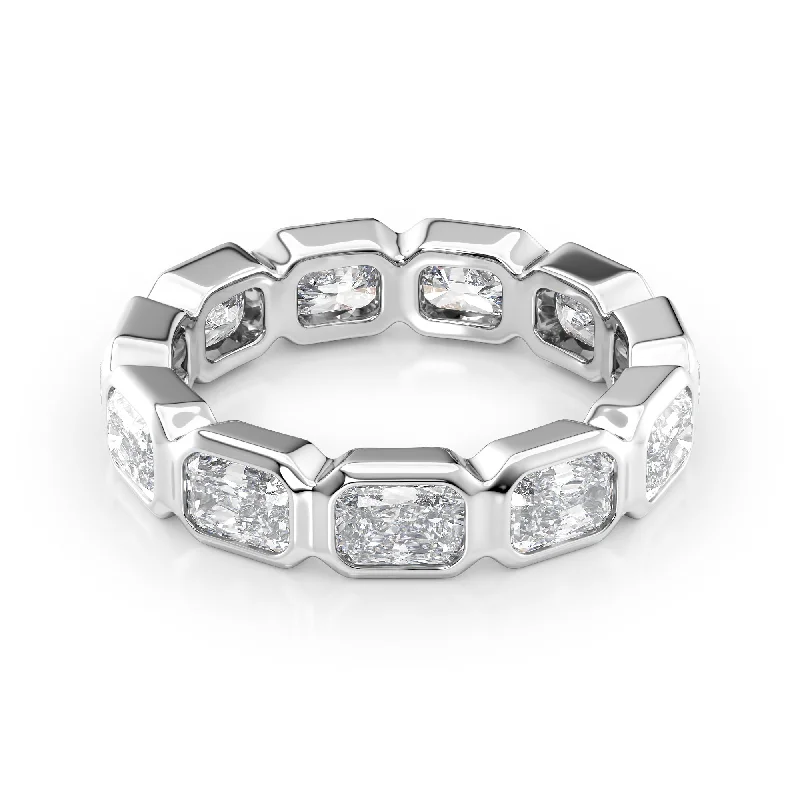 fashionable wedding rings for bridesmaids -3.3ct East West Radiant Bezel Eternity