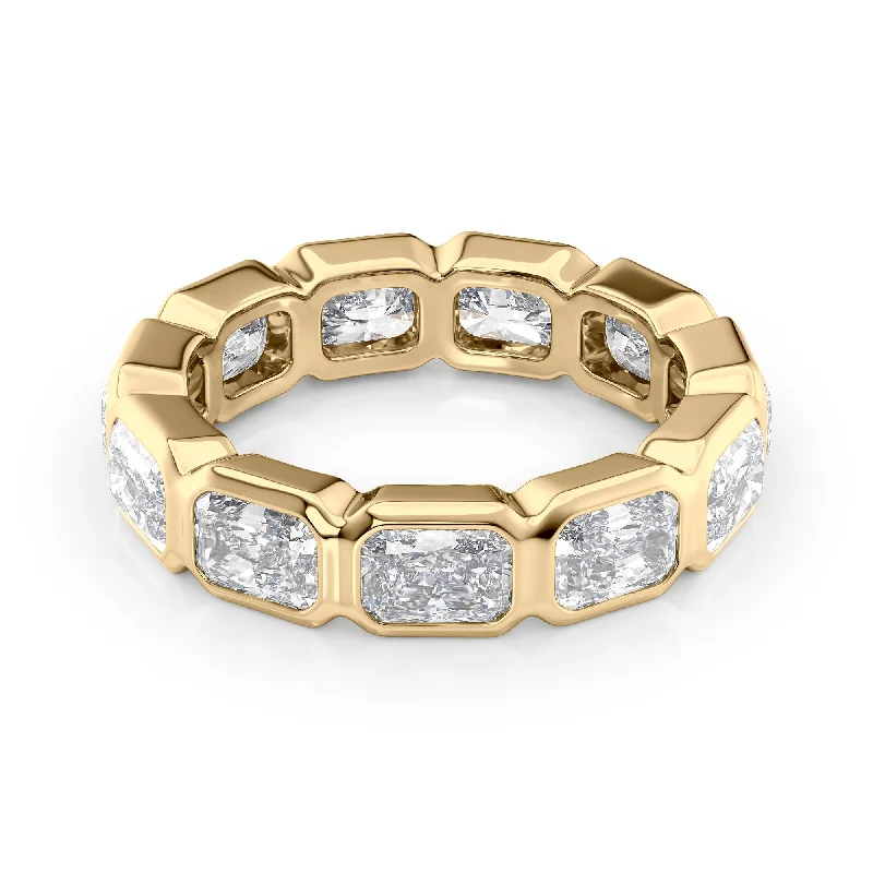 custom gold jewelry for weddings -4.5ct East West Radiant Bezel Eternity