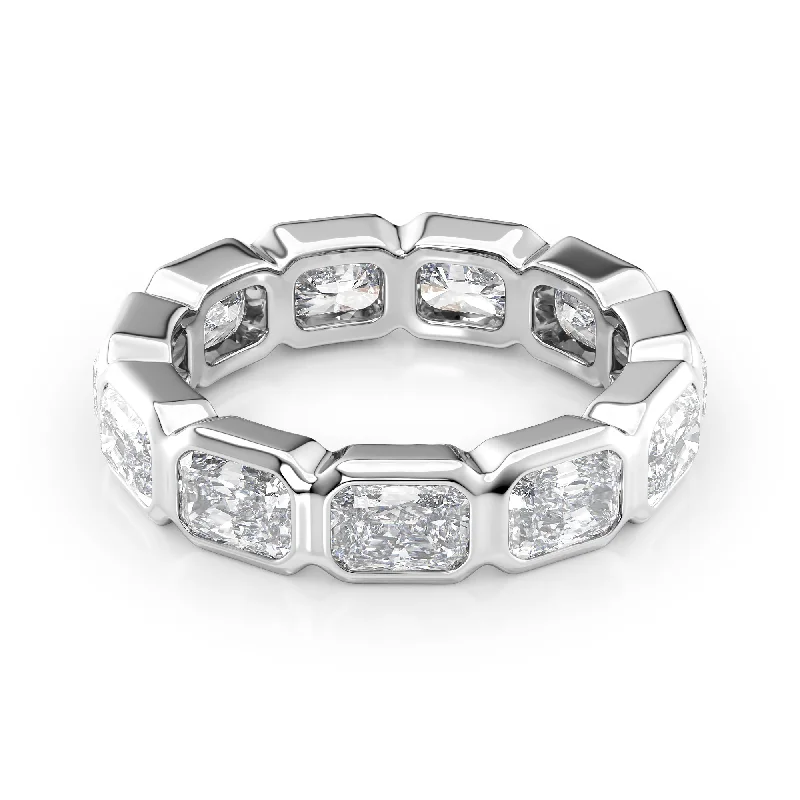 timeless engagement rings with sapphires -4.5ct East West Radiant Bezel Eternity