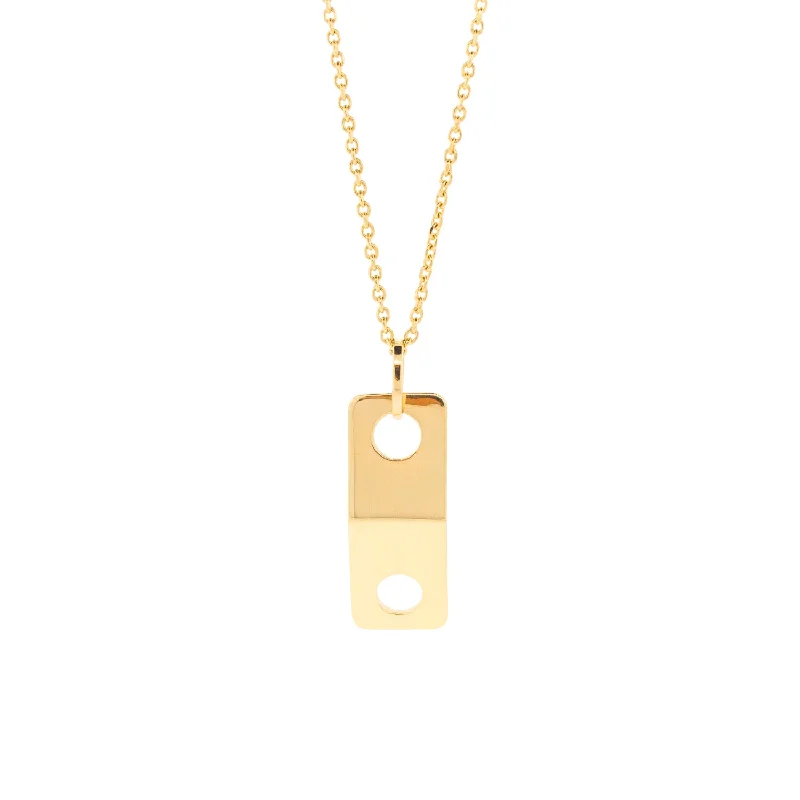 personalized wedding bands with gemstones -Gold Large Link ID Plate Vertical Pendant Necklace