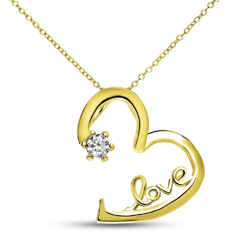 romantic gold engagement rings for women -Louise Golden Love Solitaire Heart Necklace