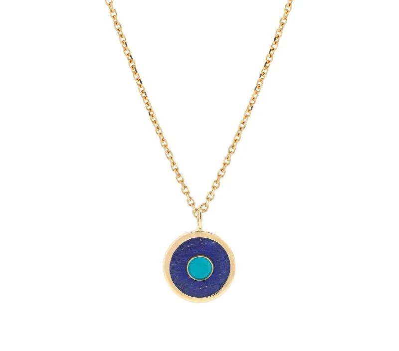 exclusive diamond wedding jewelry sets -Lapis & Turquoise Eye Pendant Necklace